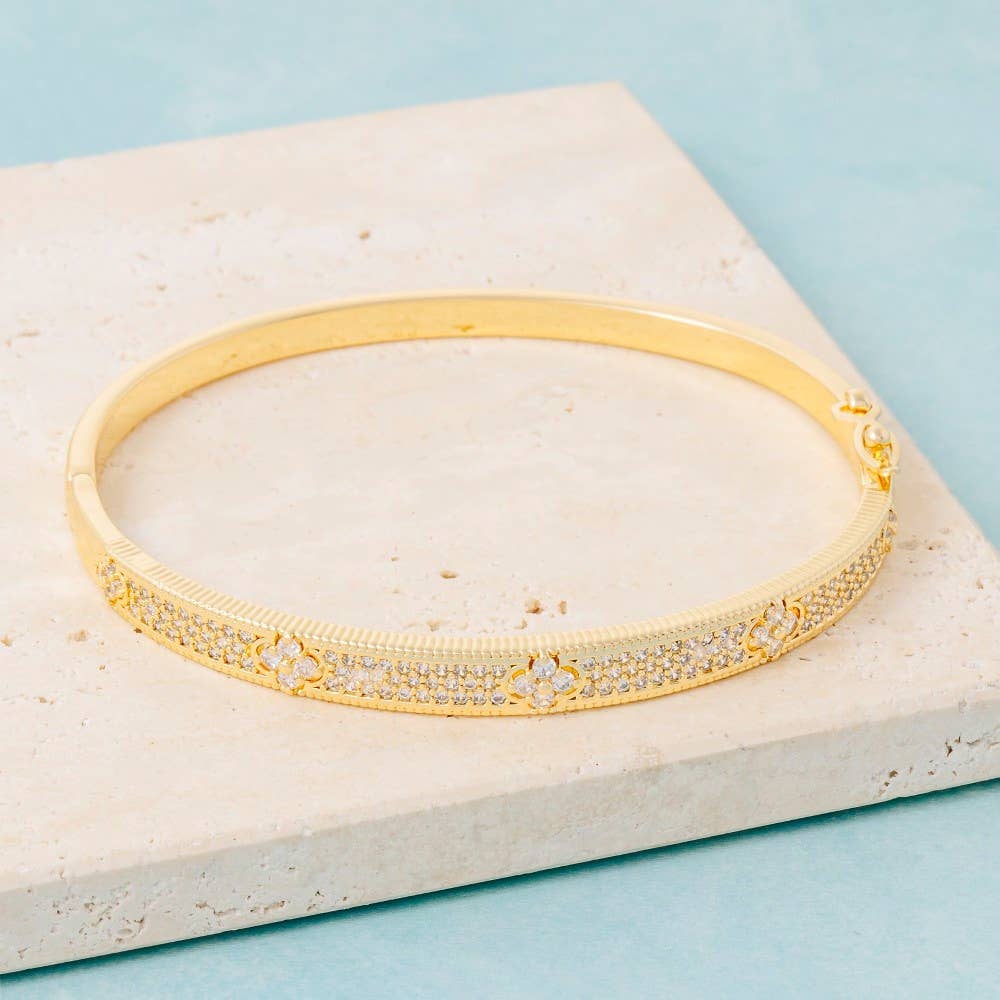 Pave Clover Bangle Bracelet