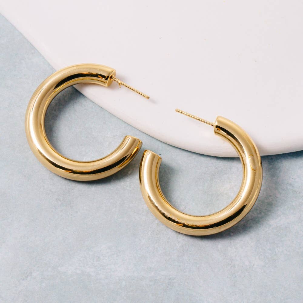 Large Chunky Tube Hoop Earrings