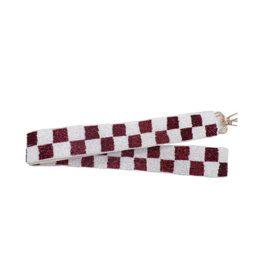 Checkered Maroon/White Purse Strap