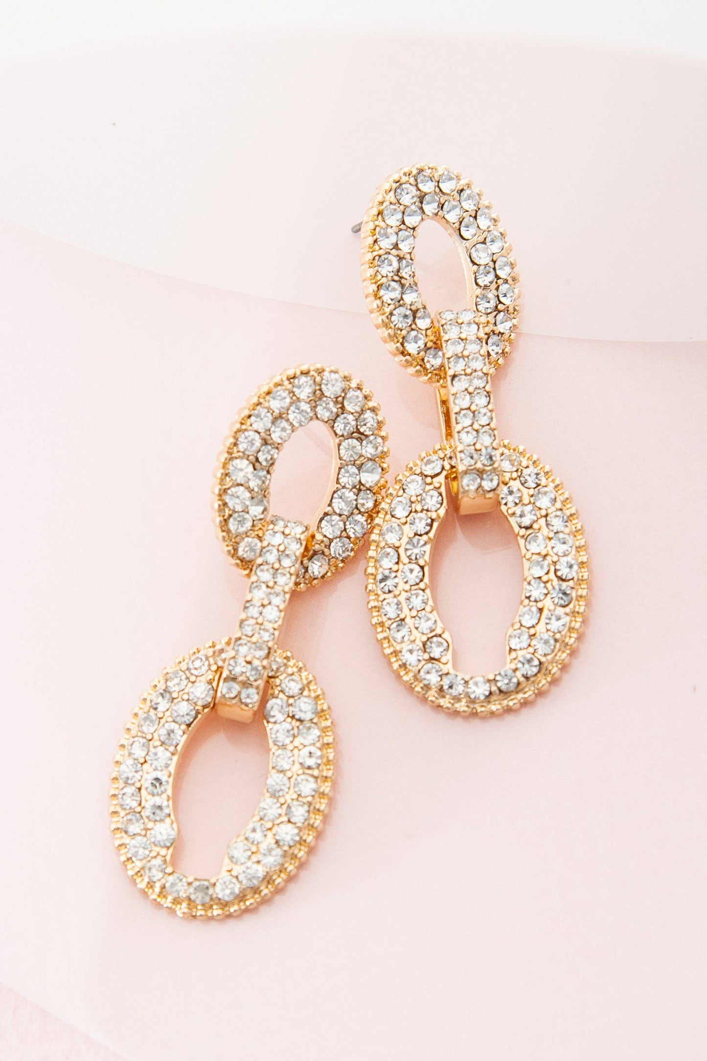 Statement Rhinestone Chain Drop Earrings