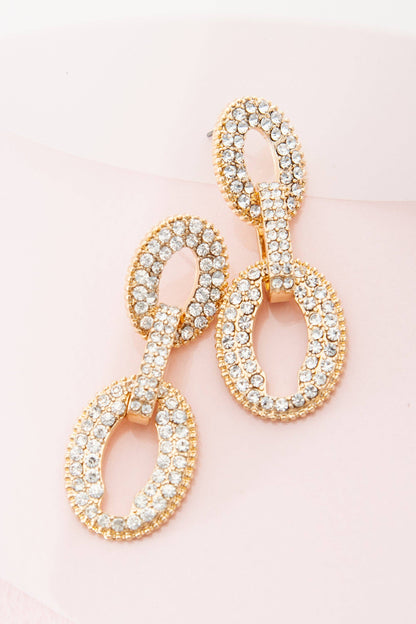 Statement Rhinestone Chain Drop Earrings