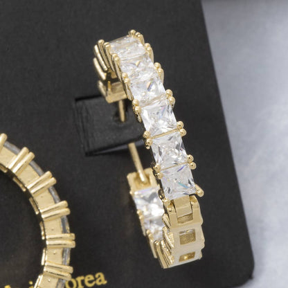 Pave Square Hoop Earrings