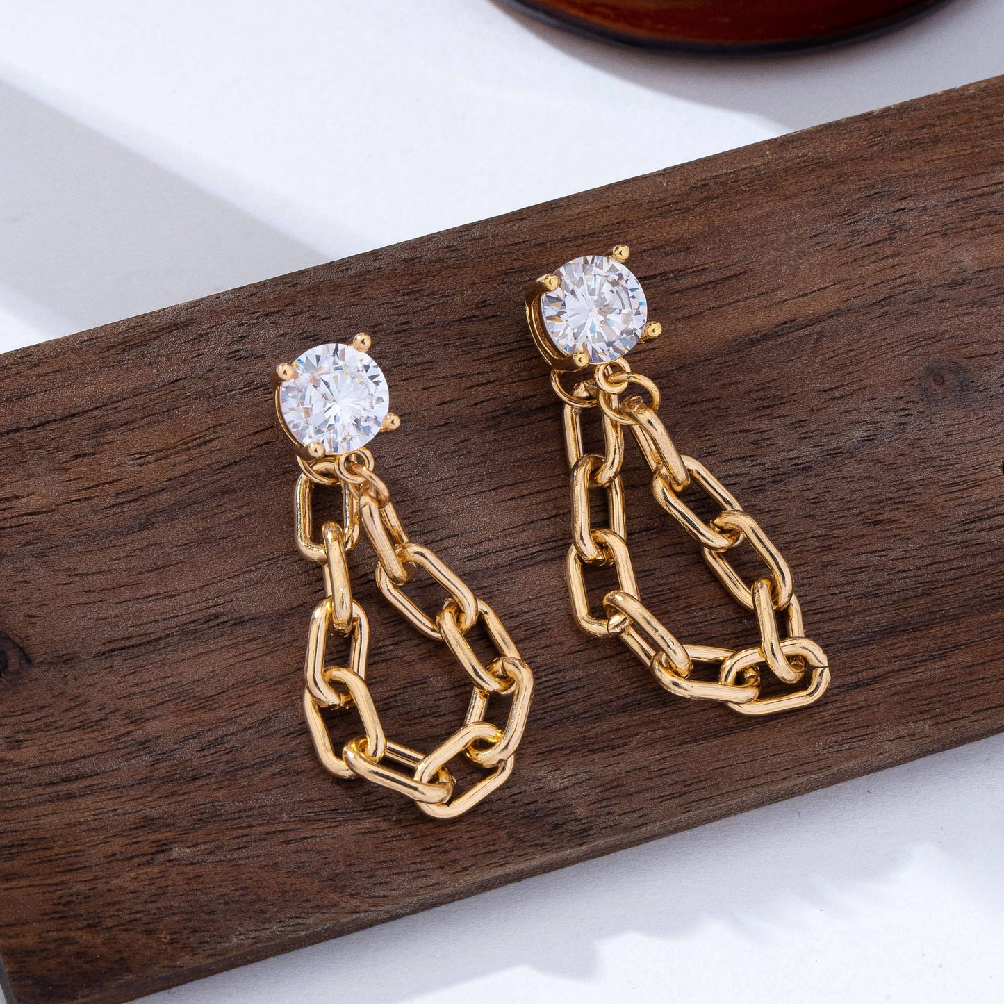 Crystal Stud Hoop and Drop Link Earrings
