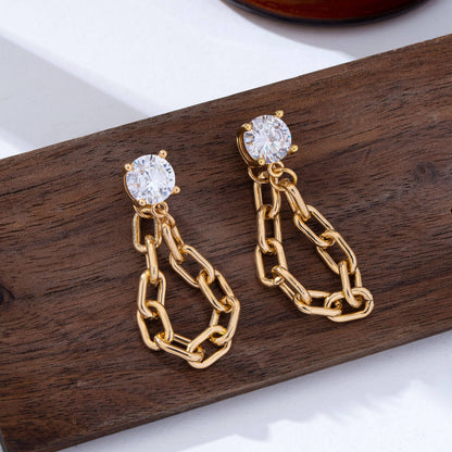 Crystal Stud Hoop and Drop Link Earrings