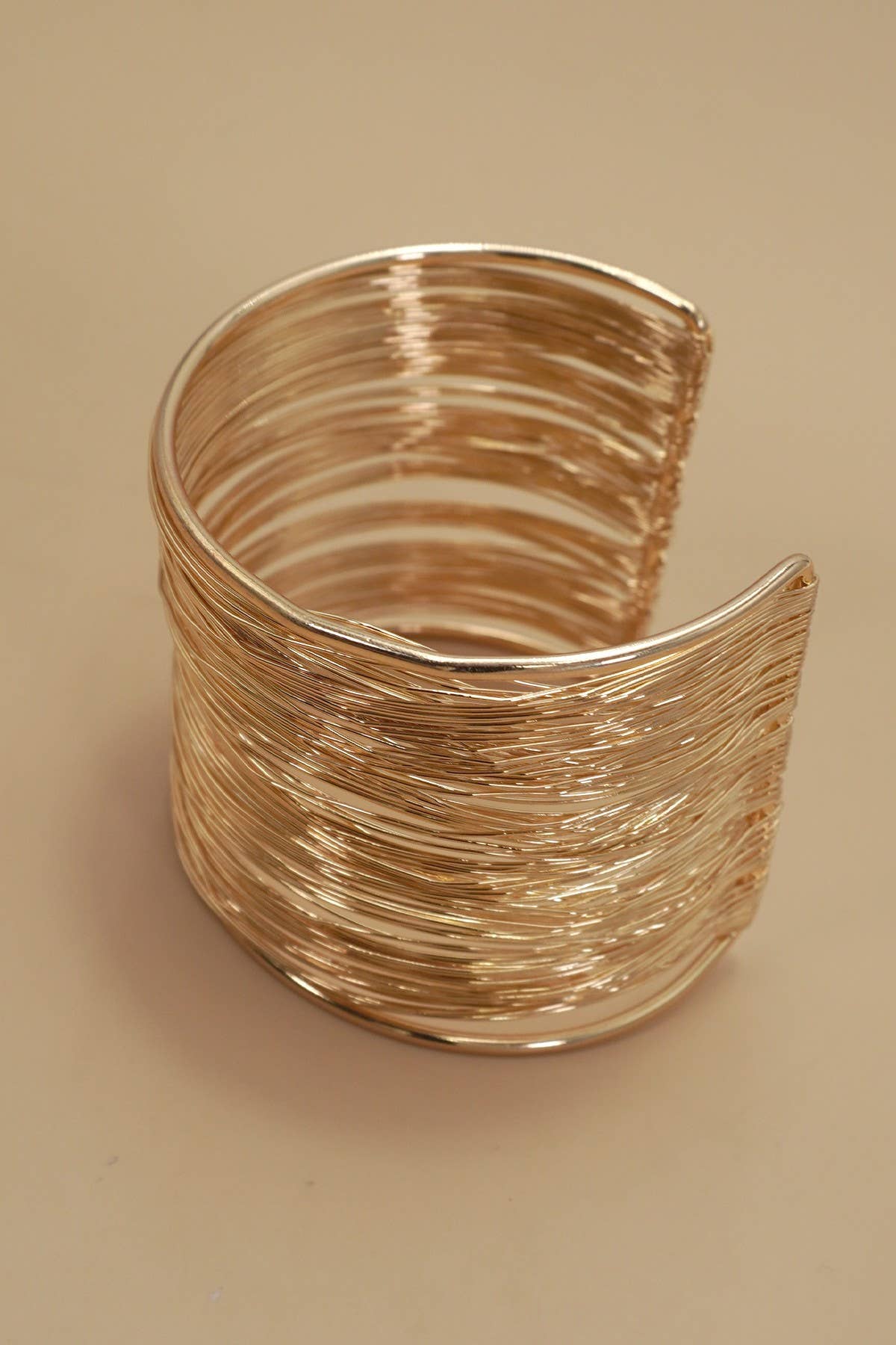 Multi Layer Gold Wire String Cuff Bangle Bracelet