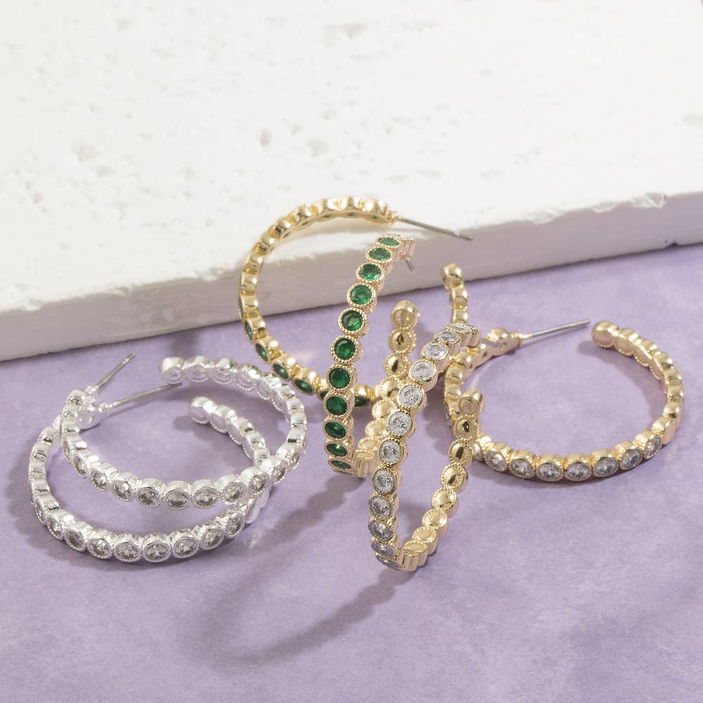Bezel Set Hoop Earrings