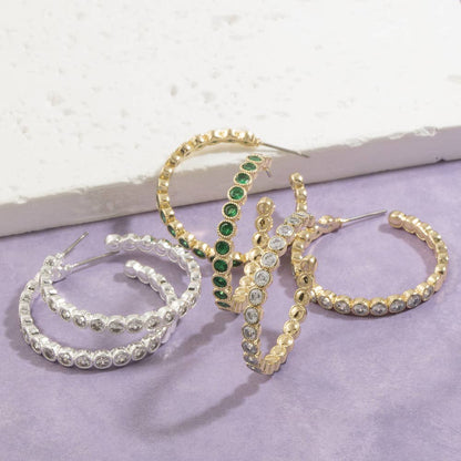 Bezel Set Hoop Earrings
