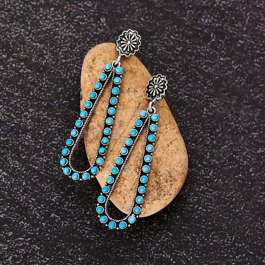 Turquoise Beaded Tear Drop Earrings