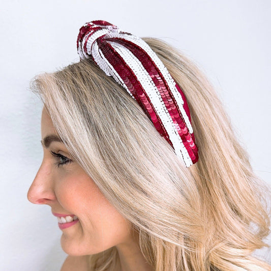 Maroon/White Sequin Headband
