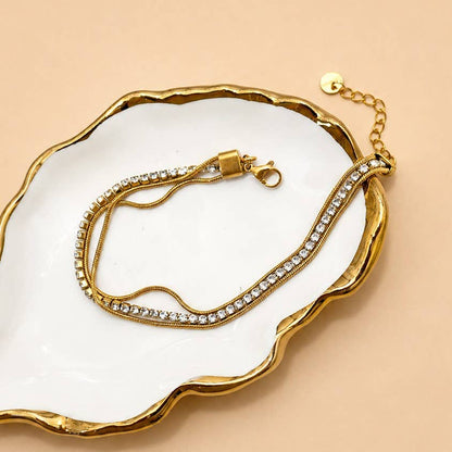 18K Stainless Steel Rhinestone Stack Bracelet