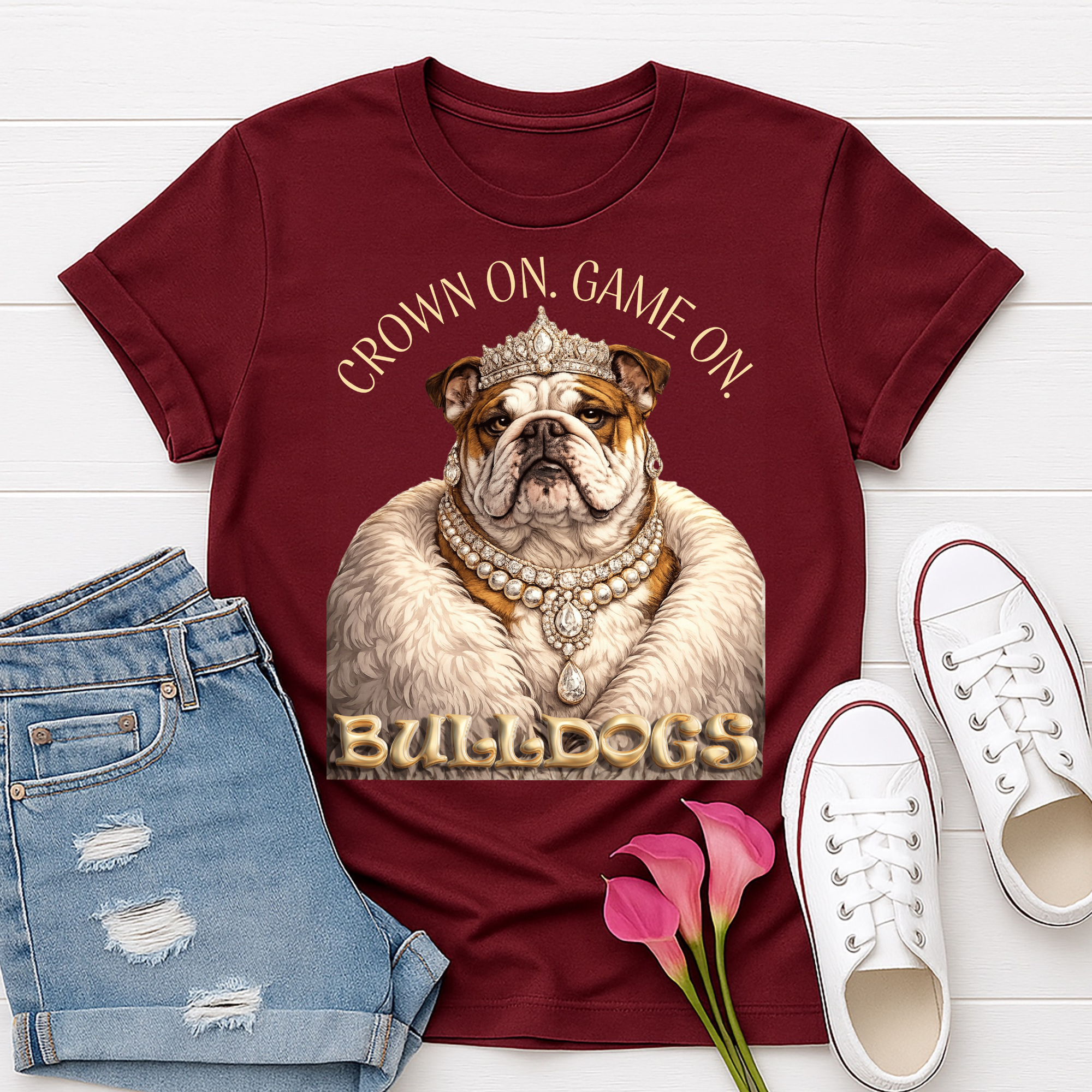 Crown On Game On Bulldog Tee