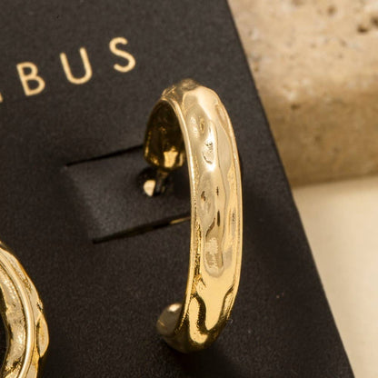 Gold Warped Hoop Earrings