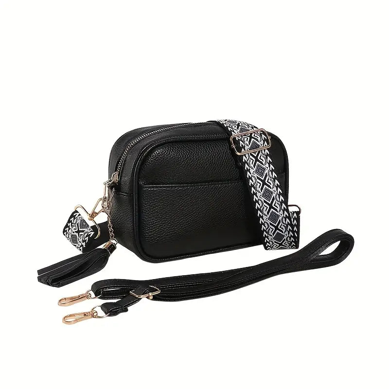 Classic Black Leather Crossbody