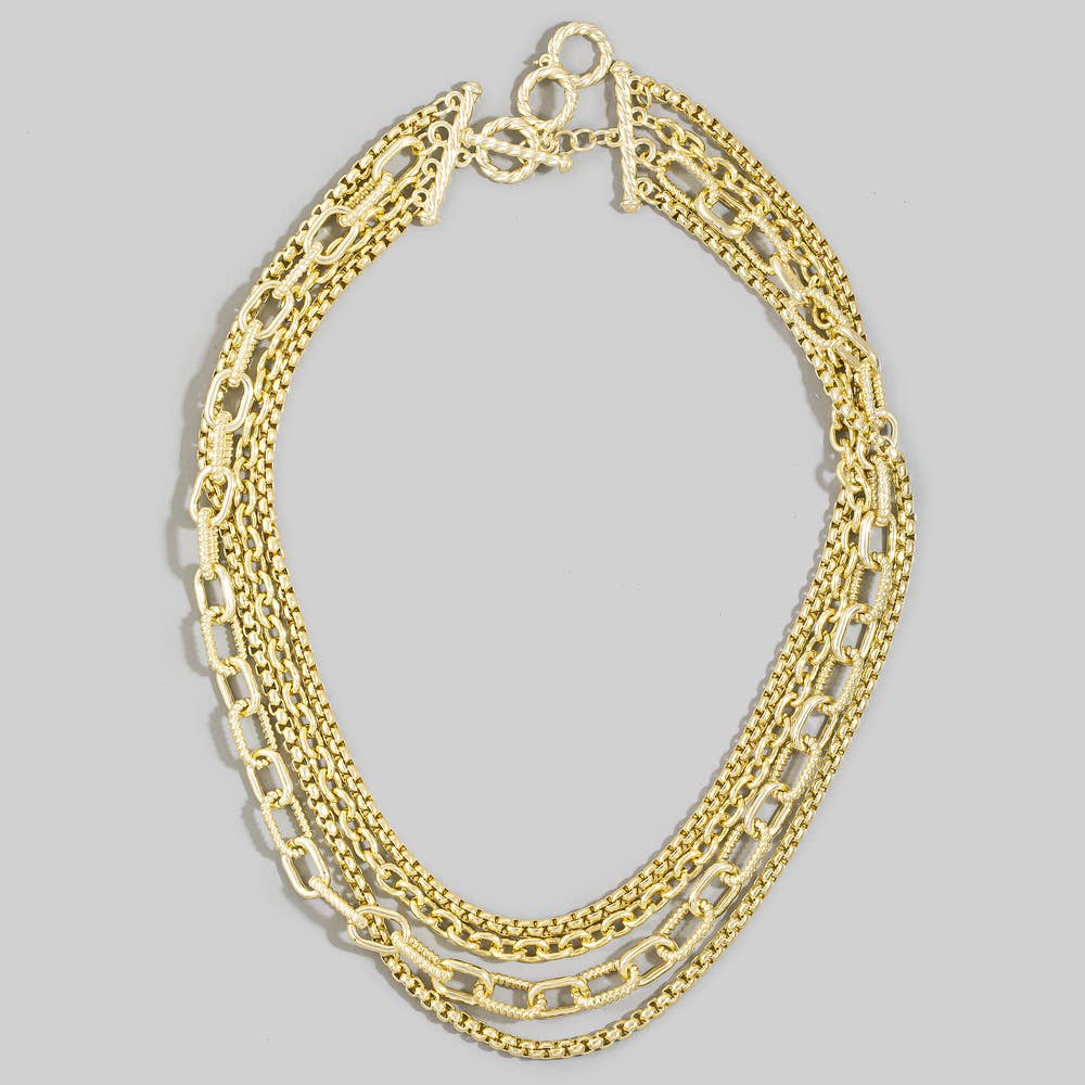 Layered Multi Chain Toggle Necklace