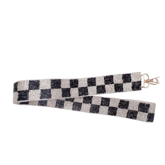 Checkered Silver/Black Purse Strap