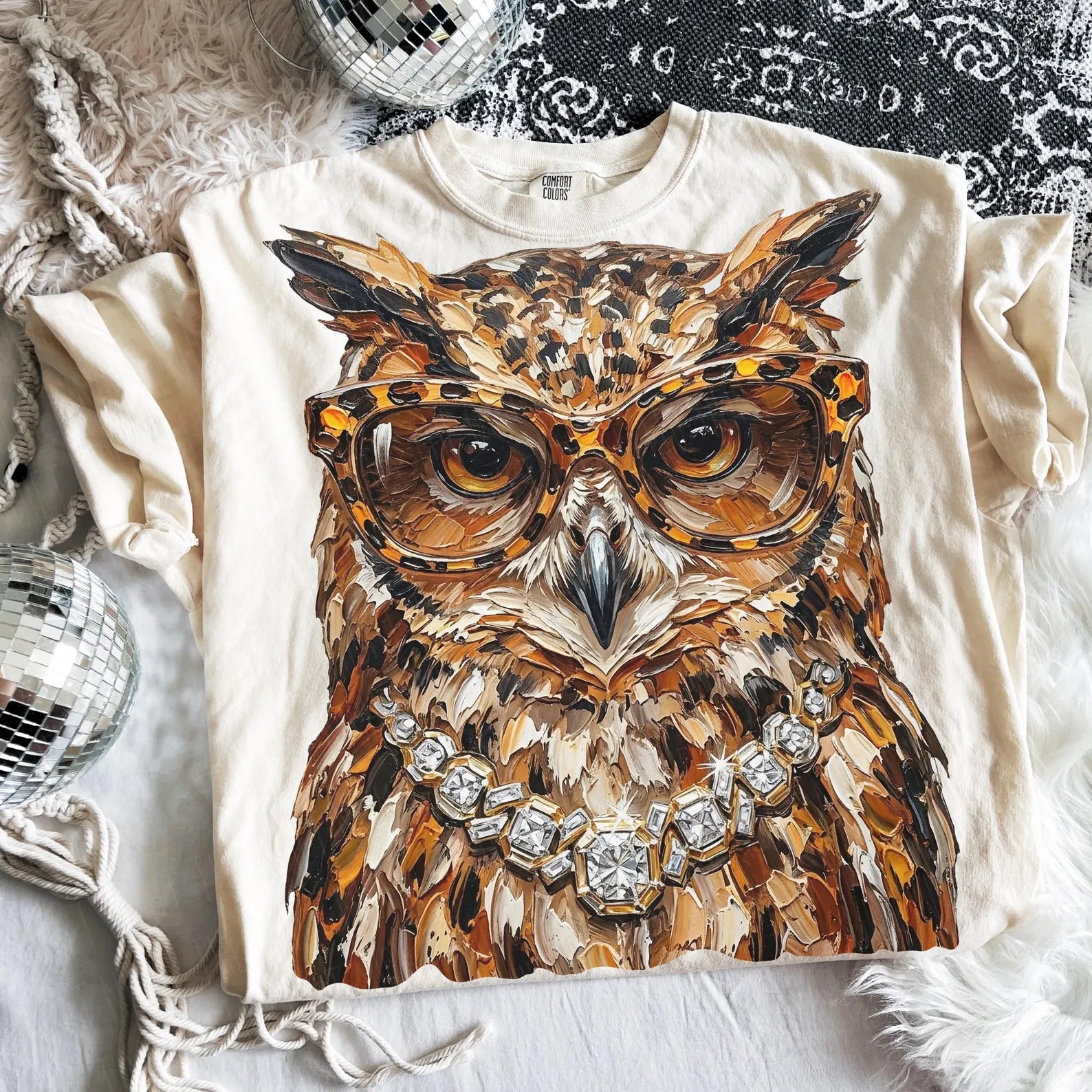 Glam Owl Mascot Graphic Tee
