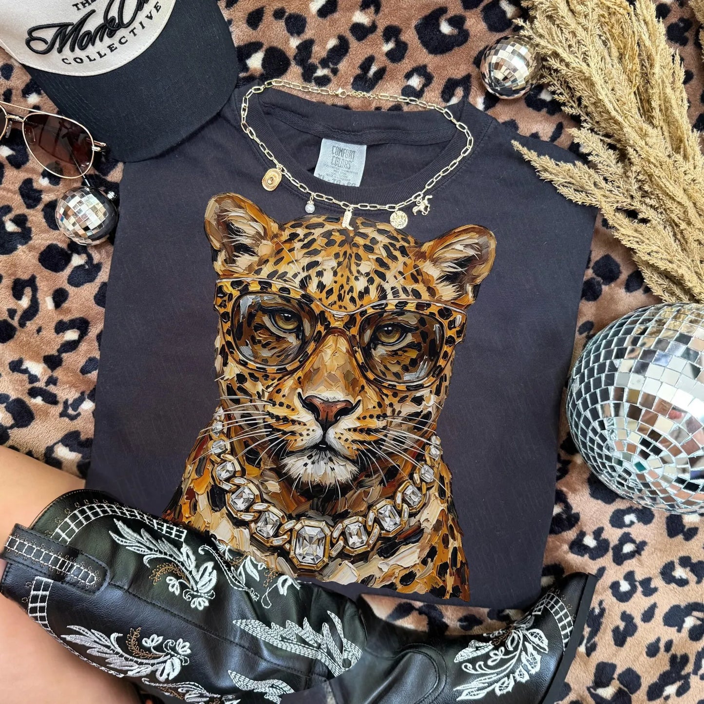 Glam Leopard Mascot Graphic Tee