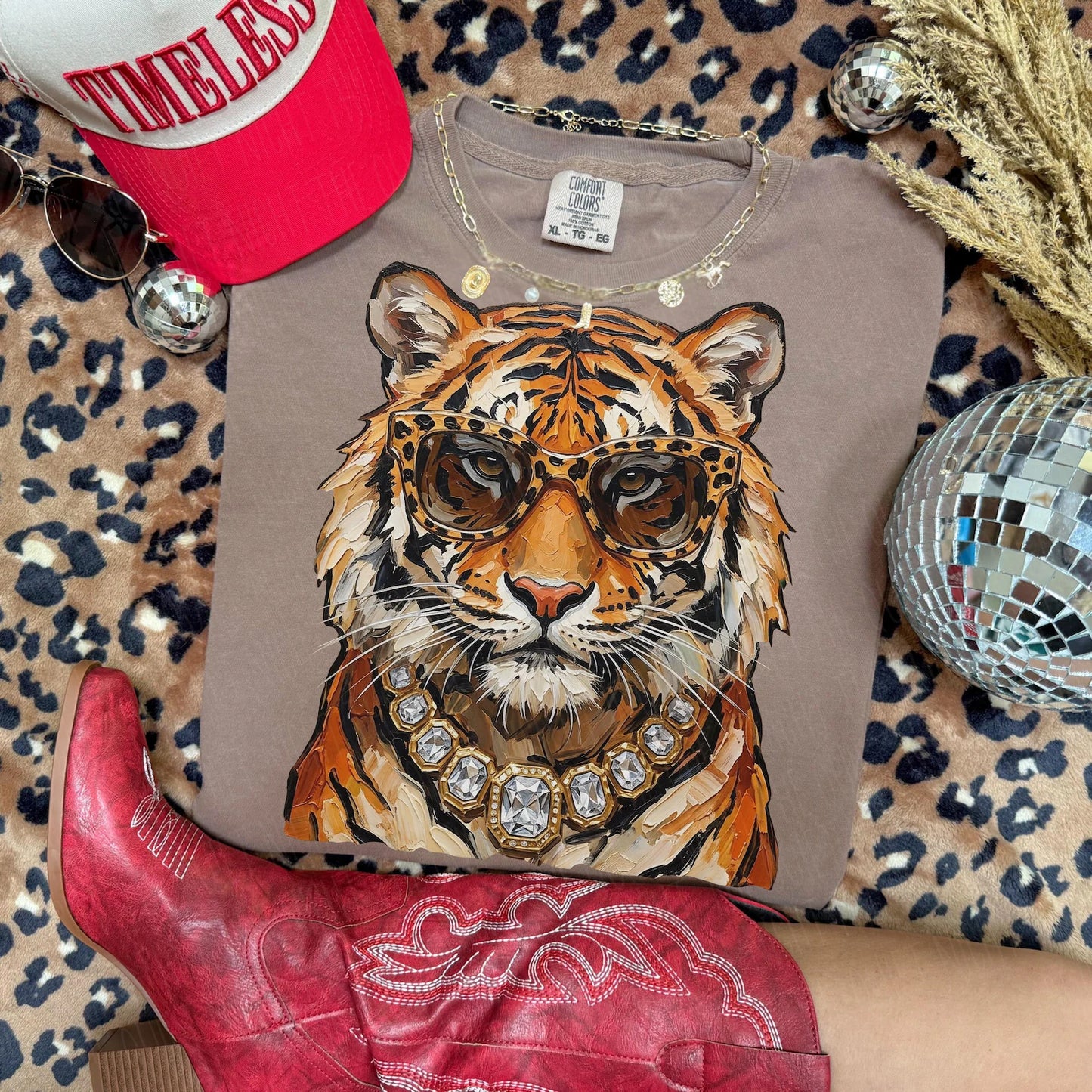 Glam Tiger Mascot Graphic Tee
