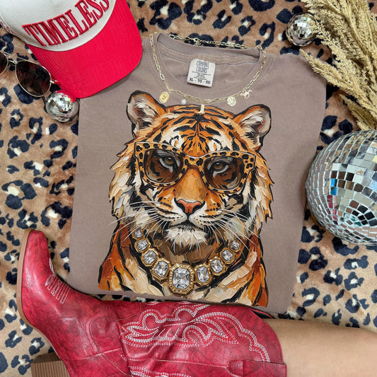 Glam Tiger Mascot Graphic Tee