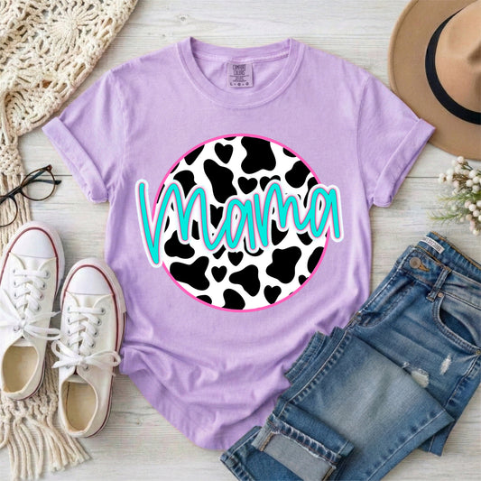 Cow Print Circle Mama Transfer